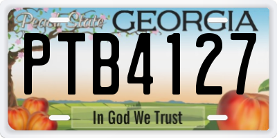 GA license plate PTB4127