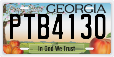 GA license plate PTB4130