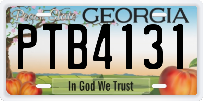 GA license plate PTB4131