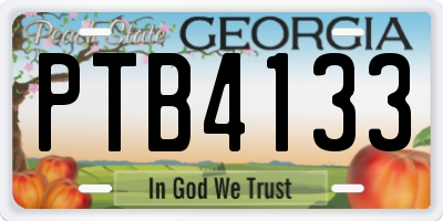 GA license plate PTB4133