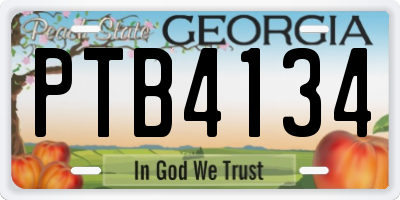 GA license plate PTB4134