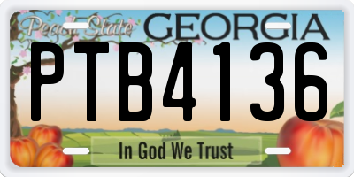 GA license plate PTB4136