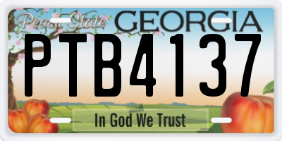 GA license plate PTB4137