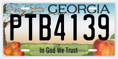 GA license plate PTB4139