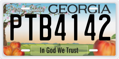 GA license plate PTB4142