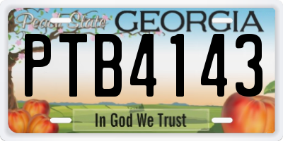 GA license plate PTB4143