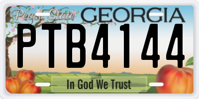 GA license plate PTB4144
