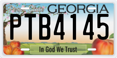 GA license plate PTB4145