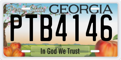 GA license plate PTB4146