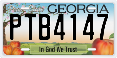 GA license plate PTB4147