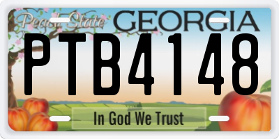 GA license plate PTB4148