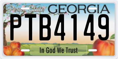 GA license plate PTB4149