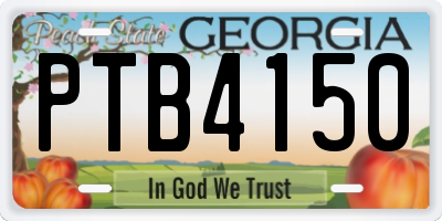GA license plate PTB4150