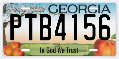 GA license plate PTB4156