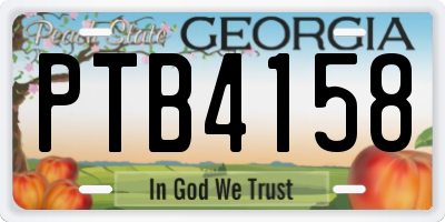 GA license plate PTB4158