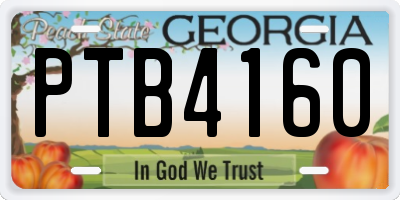 GA license plate PTB4160