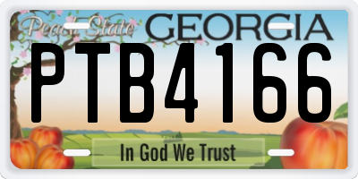 GA license plate PTB4166