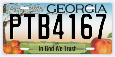 GA license plate PTB4167