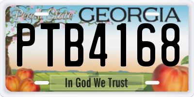 GA license plate PTB4168