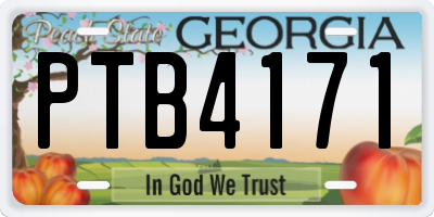 GA license plate PTB4171