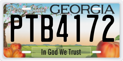 GA license plate PTB4172