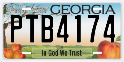 GA license plate PTB4174