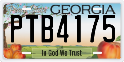 GA license plate PTB4175
