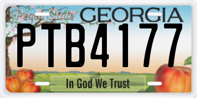 GA license plate PTB4177