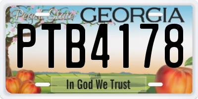 GA license plate PTB4178