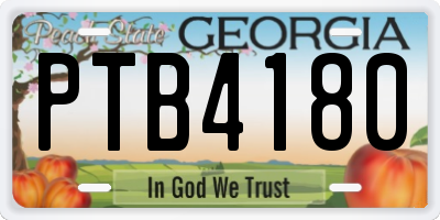 GA license plate PTB4180