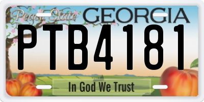 GA license plate PTB4181