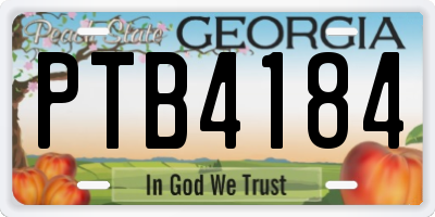 GA license plate PTB4184