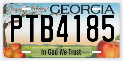 GA license plate PTB4185
