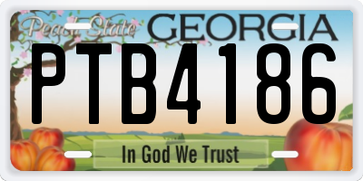 GA license plate PTB4186