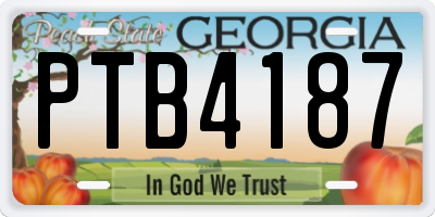 GA license plate PTB4187