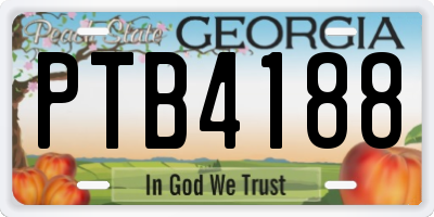 GA license plate PTB4188