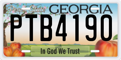 GA license plate PTB4190