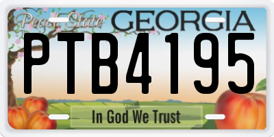 GA license plate PTB4195