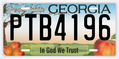 GA license plate PTB4196