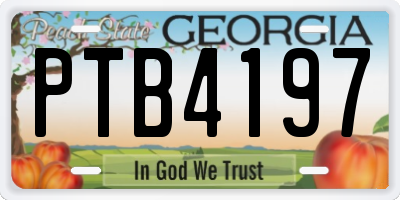 GA license plate PTB4197