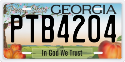 GA license plate PTB4204