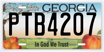 GA license plate PTB4207