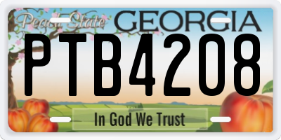 GA license plate PTB4208