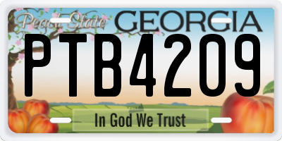 GA license plate PTB4209