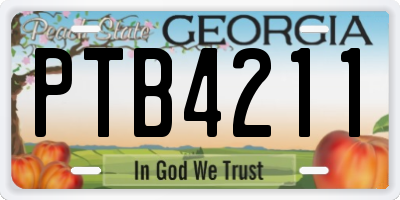 GA license plate PTB4211
