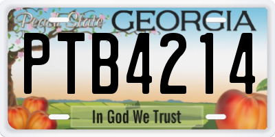 GA license plate PTB4214