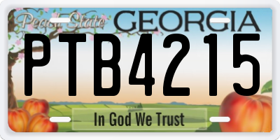 GA license plate PTB4215
