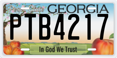 GA license plate PTB4217