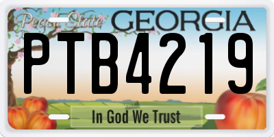 GA license plate PTB4219