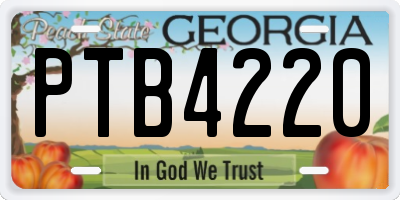 GA license plate PTB4220